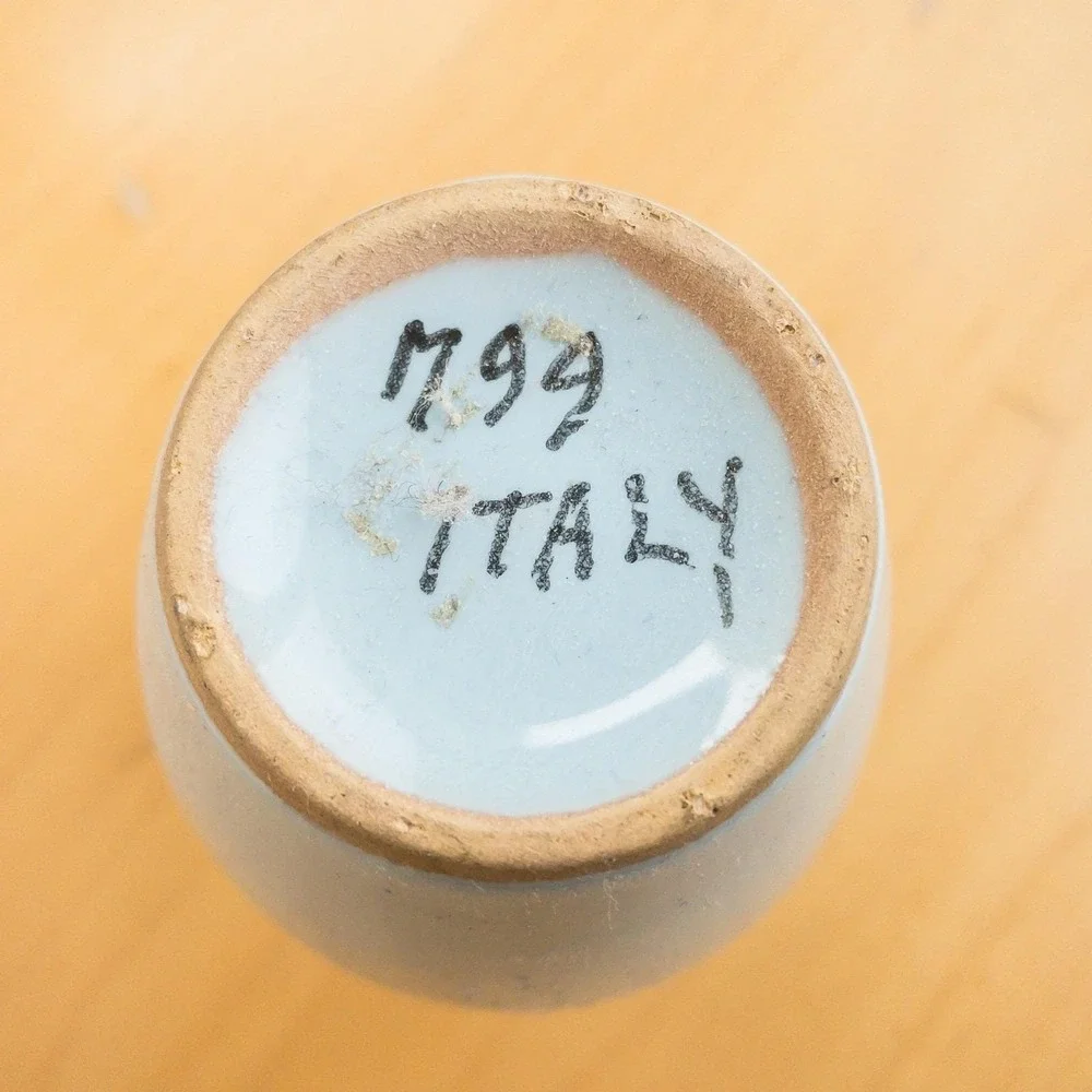 Italy Ceramic Vase and Trinket Jar Set Blue Floral Hand‎ Painted Vintage Ceramic